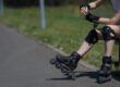 Girl sits on a bench due to her injuries from rollerblading