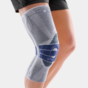 Frist kniebrace kniebrace kniebeschermer kniebandage met blauw gewatteerde ondersteuning voor knieblessure preventie.