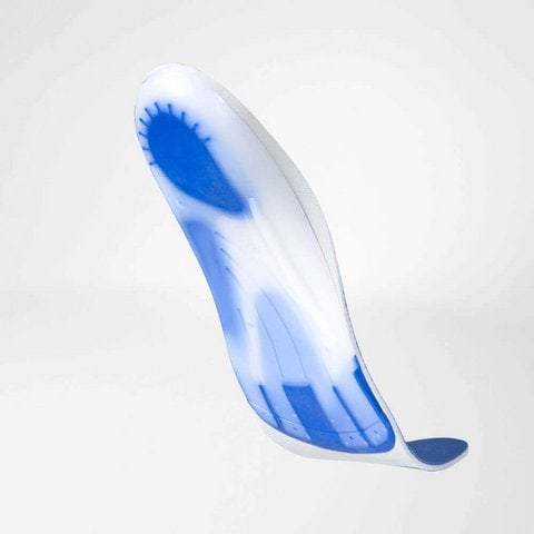 ErgoPad® work 2 FriskFysio afbeelding van een blauw-wit medisch hulpmiddel of sport-ondersteuning, mogelijk een houding-instrument voor fysiotherapie.