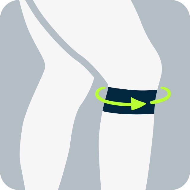 Measure the circumference of your leg just below your kneecap for the Sports Knee Strap.