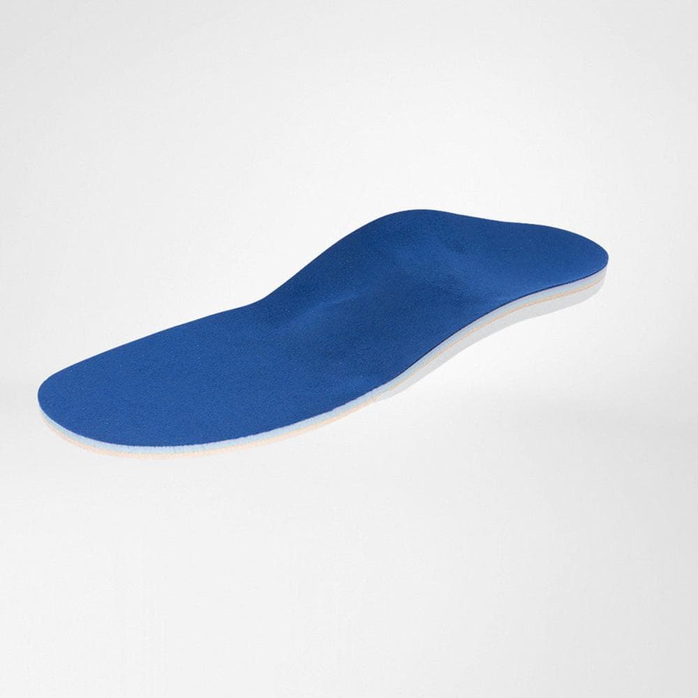 GloboTec® Soft 3 Blauwe inlegzool/voetbed voor comfort en ondersteuning, geschikt voor sportieve schoenen en fysiotherapie.