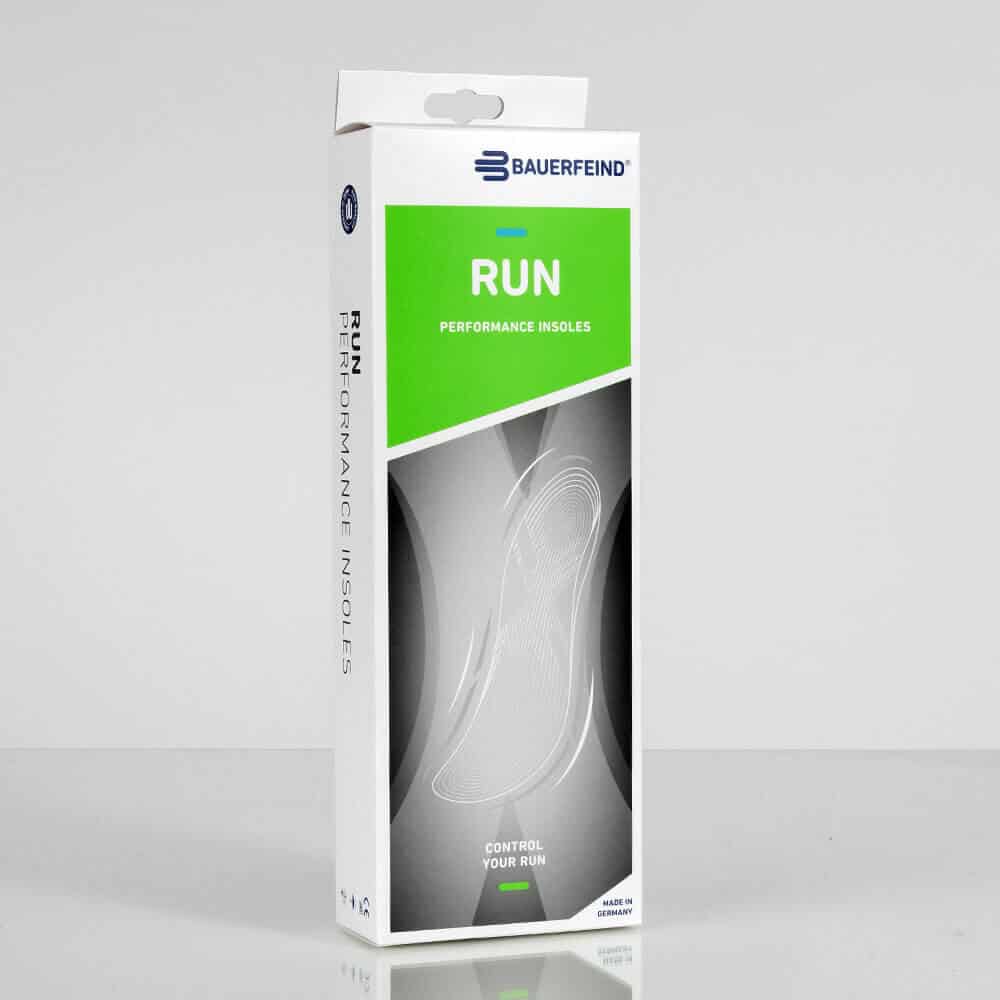 Run Performance Insoles 6 FRISKFYSIO Run prestatiezooltjes verpakking met groen label en wit ontwerp.